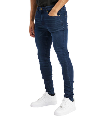 Island Trading Mens Skinny Stretch Slim Fit Stretchable Denim Jeans Cotton Trousers Blue, Black, Light Dark Blue