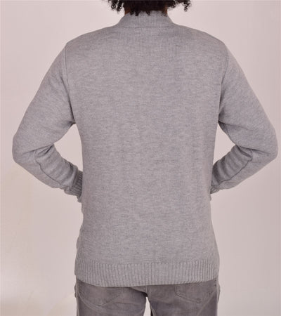Men's Classic Grandad Jumper  Thick Winter Knitwear with Full Zip Closure, 2 Front Pockets, and Neutral Colours  Quality Zipper Front Design