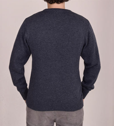 Men's Heavyweight Argyle Knitted Sweater Classic V-Neck Warm Pullover Jumper with Thick Diamond Design Smart Winter Wear