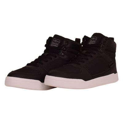Mens Crosshatch Faux Leather High Top Trainers Suede Panel Sneakers