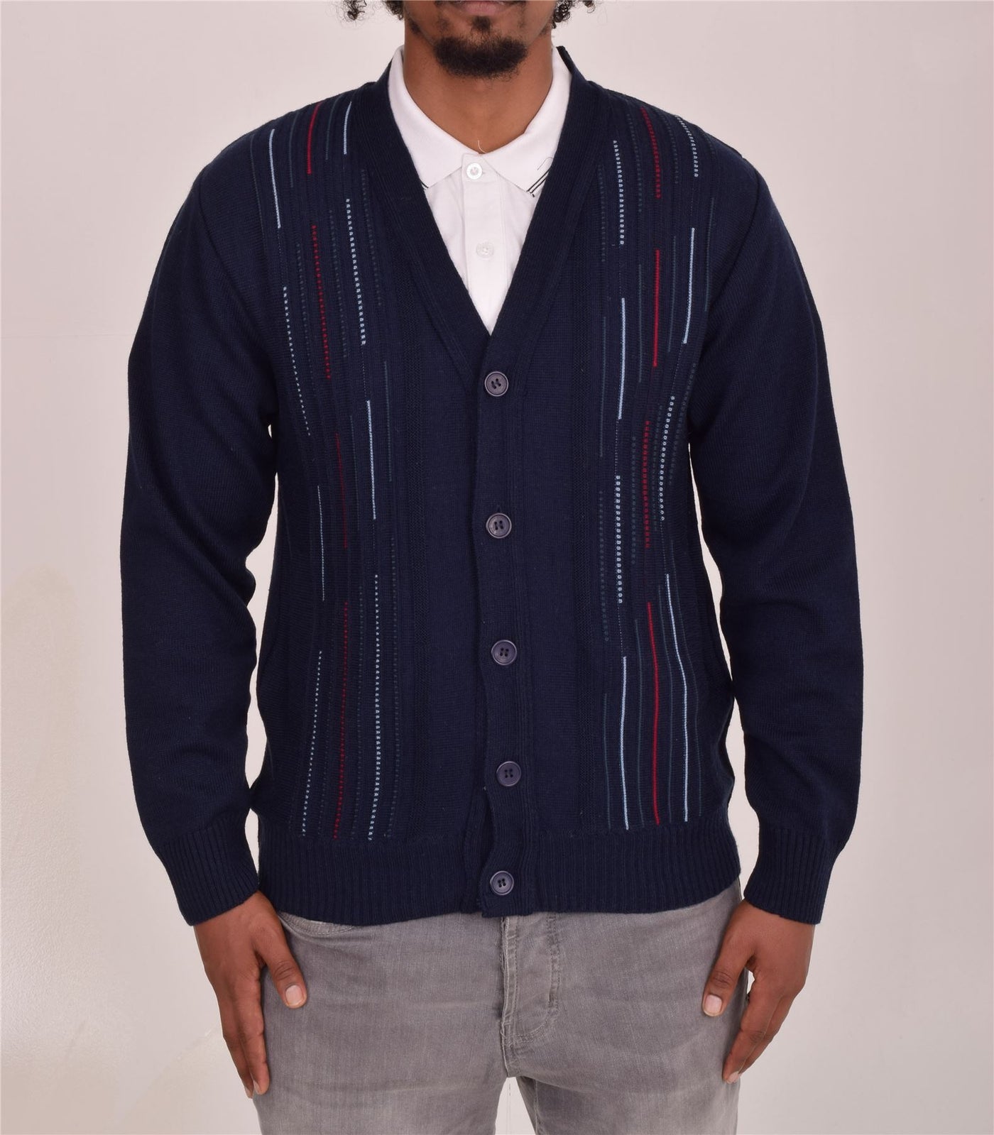 Men's Classic Thick Knitted Cardigan  Button-Up Front Jumper with Two Side Pockets  Winter Knitwear