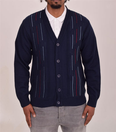 Men's Classic Thick Knitted Cardigan  Button-Up Front Jumper with Two Side Pockets  Winter Knitwear