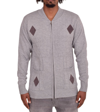 Men's Classic Grandad Jumper  Thick Winter Knitwear with Full Zip Closure, 2 Front Pockets, and Neutral Colours  Quality Zipper Front Design