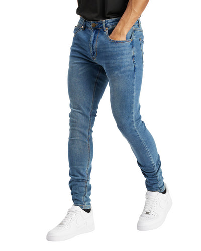 Island Trading Mens Skinny Stretch Slim Fit Stretchable Denim Jeans Cotton Trousers Blue, Black, Light Dark Blue