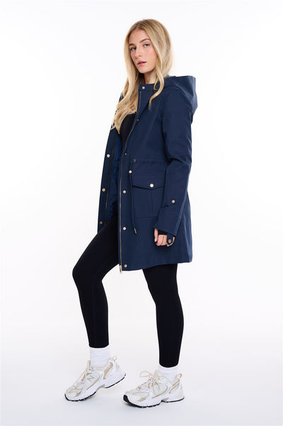 Spindle Womens Hooded Rain Jacket Mac Outdoor Windbreaker Lightweight Spring Summer Autumn Ladies Softshell Coat Adjustable Waist