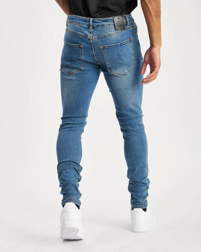 Island Trading Mens Skinny Stretch Slim Fit Stretchable Denim Jeans Cotton Trousers Blue, Black, Light Dark Blue