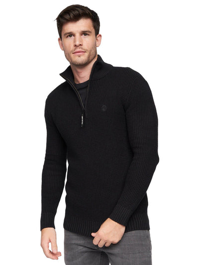 Duck and Cover Mens 1/4 Zip Jumper 100% Cotton Winter Pullover Funnel Neck Quarter Zip Sweater