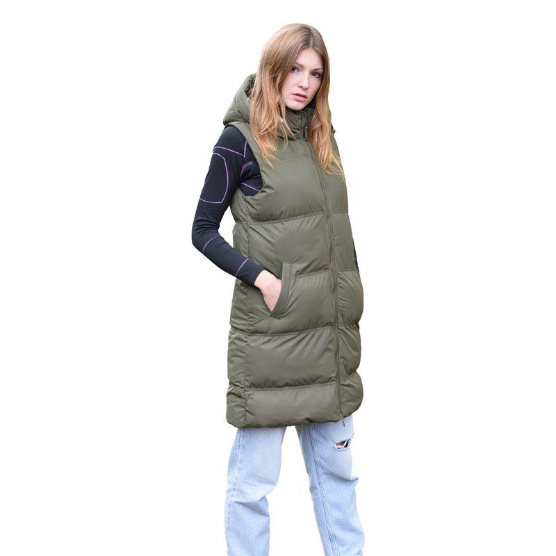 Spindle Womens Ladies Long Padded Hooded Gilet Jacket Sleeveless Bodywarmer with Side Pockets and Inner Pocket
