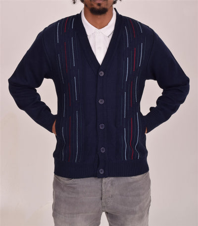 Men's Classic Thick Knitted Cardigan  Button-Up Front Jumper with Two Side Pockets  Winter Knitwear