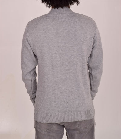 Men's Classic Grandad Jumper  Thick Winter Knitwear with Full Zip Closure, 2 Front Pockets, and Neutral Colours  Quality Zipper Front Design
