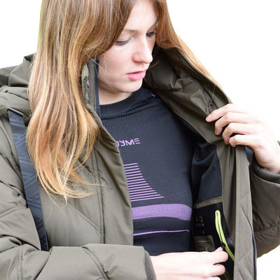 Spindle Womens Mid Length Padded Coat Pocket Quilted Puffer Jacket with Hood