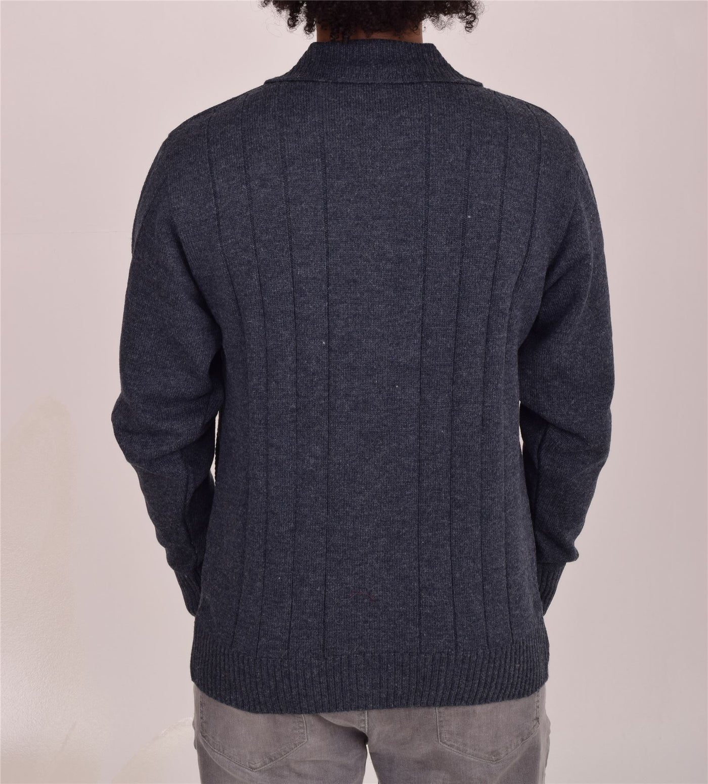 Men's Classic Thick Knitted Cardigan  Full Zip Front Closure Jumper with Pockets and Collared Design  Winter Knitwear