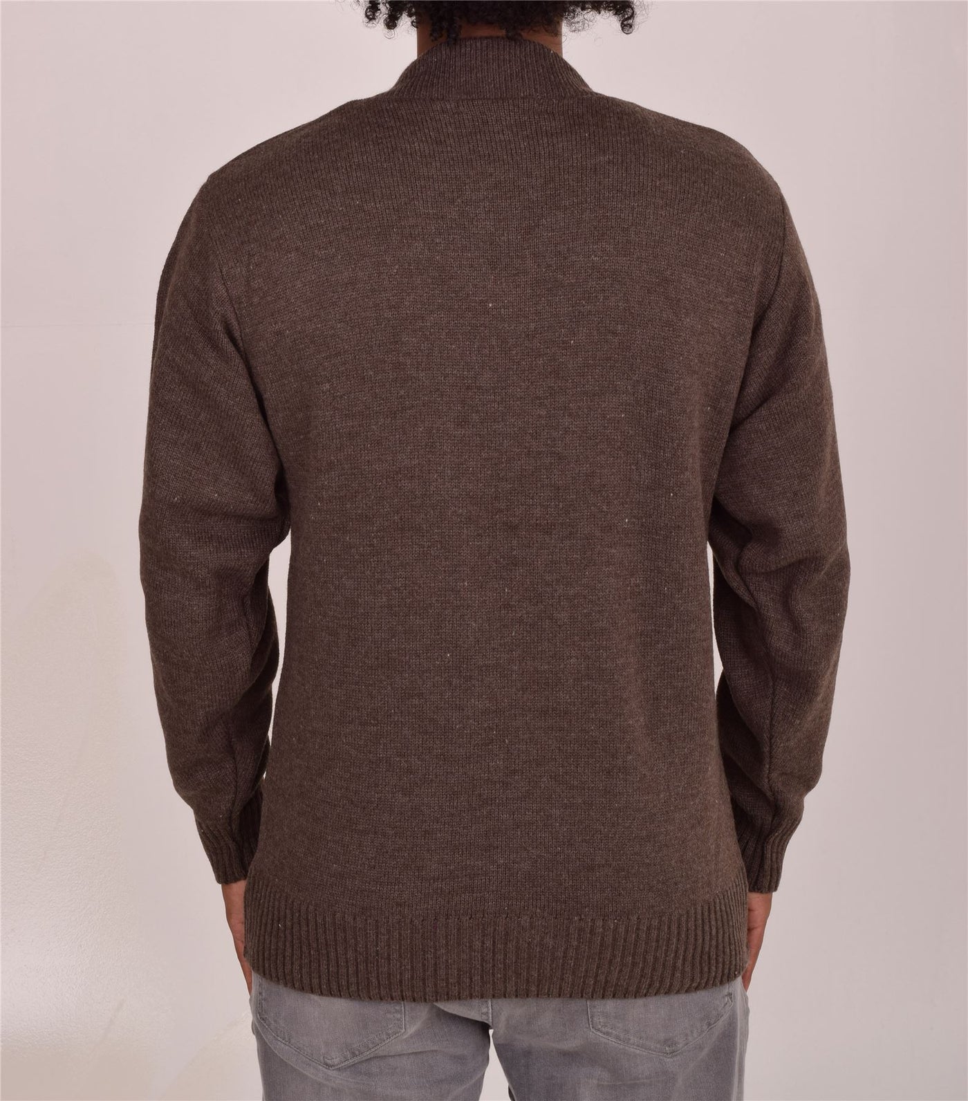 Men's Classic Grandad Jumper  Thick Winter Knitwear with Full Zip Closure, 2 Front Pockets, and Neutral Colours  Quality Zipper Front Design