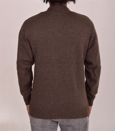 Men's Classic Grandad Jumper  Thick Winter Knitwear with Full Zip Closure, 2 Front Pockets, and Neutral Colours  Quality Zipper Front Design