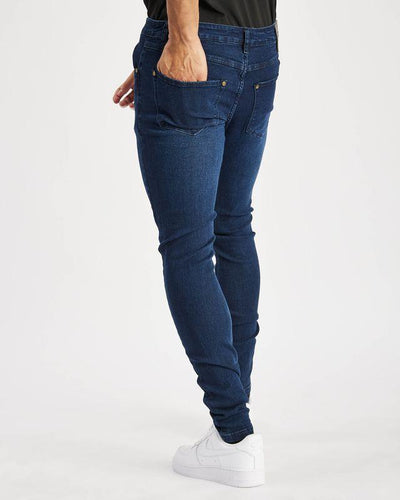 Island Trading Mens Skinny Stretch Slim Fit Stretchable Denim Jeans Cotton Trousers Blue, Black, Light Dark Blue