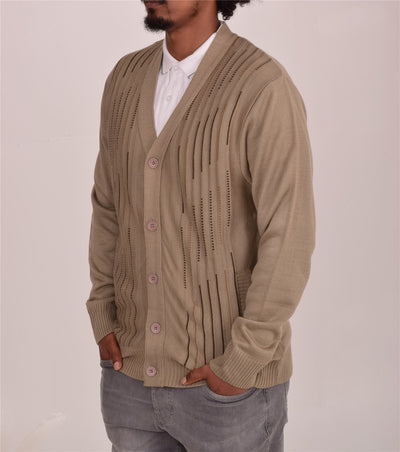 Men's Classic Thick Knitted Cardigan  Button-Up Front Jumper with Two Side Pockets  Winter Knitwear