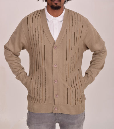 Men's Classic Thick Knitted Cardigan  Button-Up Front Jumper with Two Side Pockets  Winter Knitwear