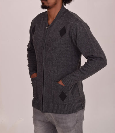 Men's Classic Grandad Jumper  Thick Winter Knitwear with Full Zip Closure, 2 Front Pockets, and Neutral Colours  Quality Zipper Front Design