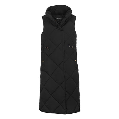 Spindle Womens Diamond Quilted Padded Long Sleeveless Jacket Funnel Neck Outerwear Ladies Waistcoat Gilet Longline Coat Bodywarmer without hood Vest Adjustable Waist