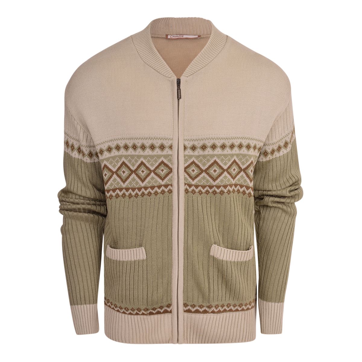 Men's Classic Grandad Cardigan Thick Winter Knitwear Jumper with Full Zip Closure, 2 Front Pockets, and Neutral Colours Quality Zipper Front Design