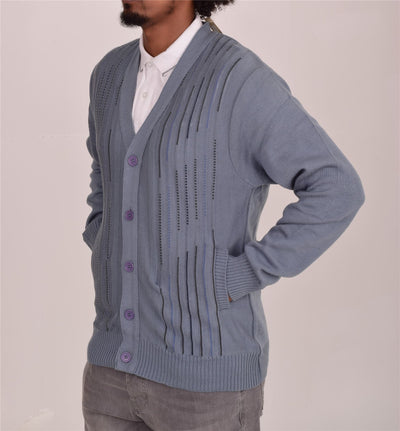 Men's Classic Thick Knitted Cardigan  Button-Up Front Jumper with Two Side Pockets  Winter Knitwear