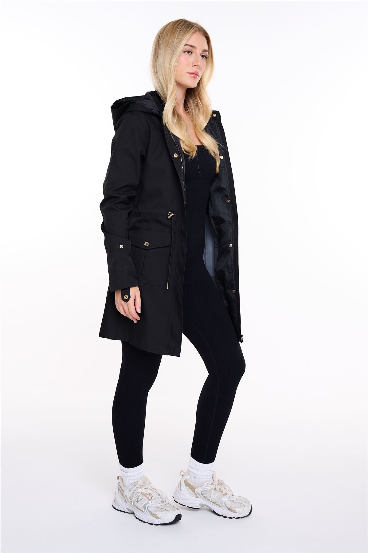 Spindle Womens Hooded Rain Jacket Mac Outdoor Windbreaker Lightweight Spring Summer Autumn Ladies Softshell Coat Adjustable Waist