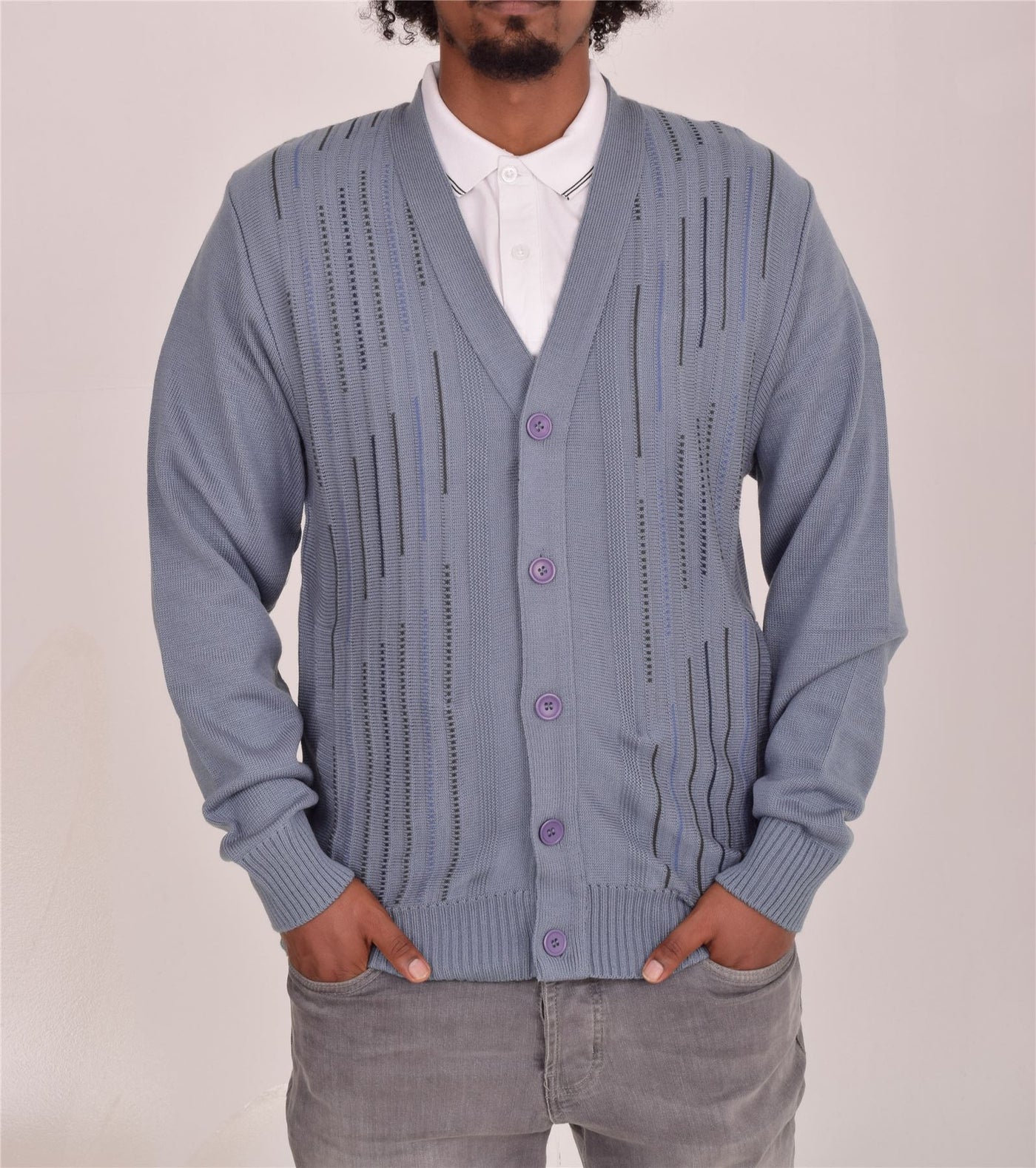 Men's Classic Thick Knitted Cardigan  Button-Up Front Jumper with Two Side Pockets  Winter Knitwear