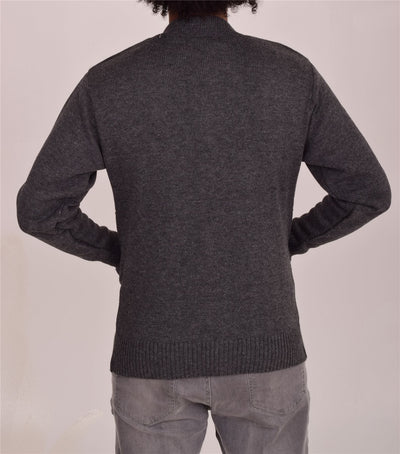 Men's Classic Grandad Jumper  Thick Winter Knitwear with Full Zip Closure, 2 Front Pockets, and Neutral Colours  Quality Zipper Front Design