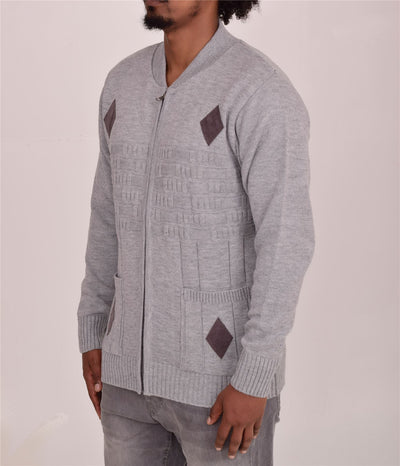 Men's Classic Grandad Jumper  Thick Winter Knitwear with Full Zip Closure, 2 Front Pockets, and Neutral Colours  Quality Zipper Front Design