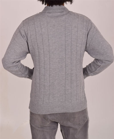 Men's Classic Thick Knitted Cardigan  Full Zip Front Closure Jumper with Pockets and Collared Design  Winter Knitwear