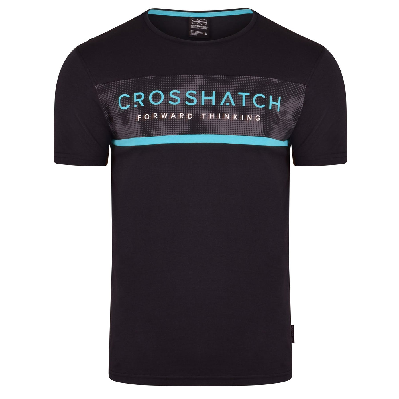 Crosshatch Mens Designer T-Shirt Camo Panel Boarder Tee Crew Neck Short Sleeve Top