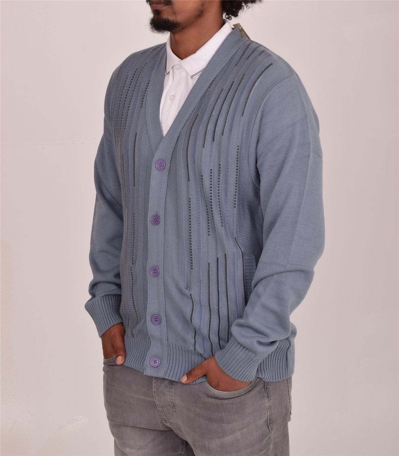 Men's Classic Thick Knitted Cardigan  Button-Up Front Jumper with Two Side Pockets  Winter Knitwear