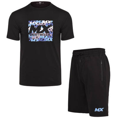 Mens Designer T Shirt + Short Set 2pc Summer Tracksuit Zip Pockets Soft Polyester Sportswear. Easy Dry Fabric