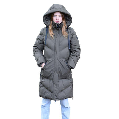 Spindle Womens Mid Length Padded Coat Pocket Quilted Puffer Jacket with Hood
