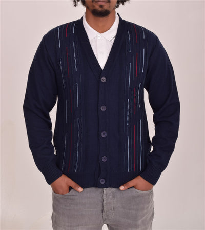 Men's Classic Thick Knitted Cardigan  Button-Up Front Jumper with Two Side Pockets  Winter Knitwear