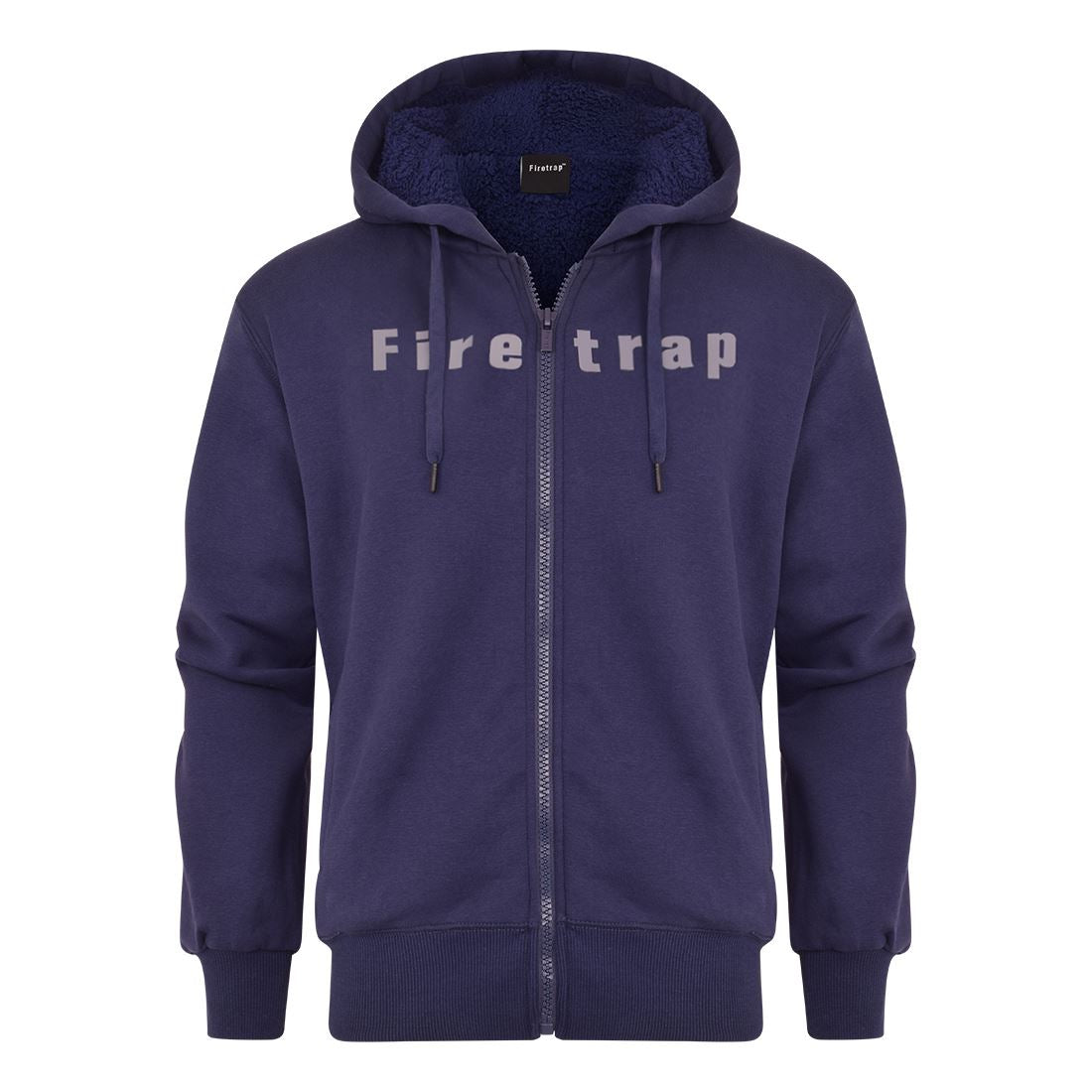 Firetrap Mens Designer Cotton Sherpa Fur Lined Full Zip Fleece