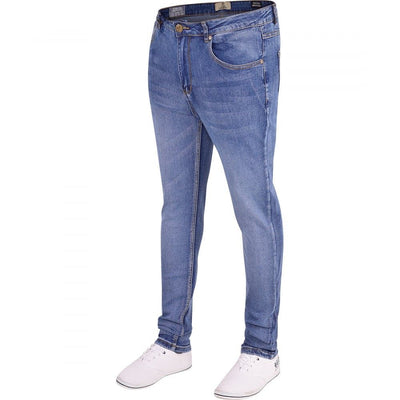 Island Trading Mens Skinny Stretch Slim Fit Stretchable Denim Jeans Cotton Trousers Blue, Black, Light Dark Blue