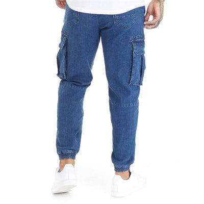 Bench Mens Original Cuffed Jogger Jeans Cargo Pant Denim Jeans Elasticated Waist Drawcord Multi Pocket Combat 6 Pockets Cuff Leg 30, 32, 34, 36 , 38
