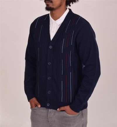 Men's Classic Thick Knitted Cardigan  Button-Up Front Jumper with Two Side Pockets  Winter Knitwear