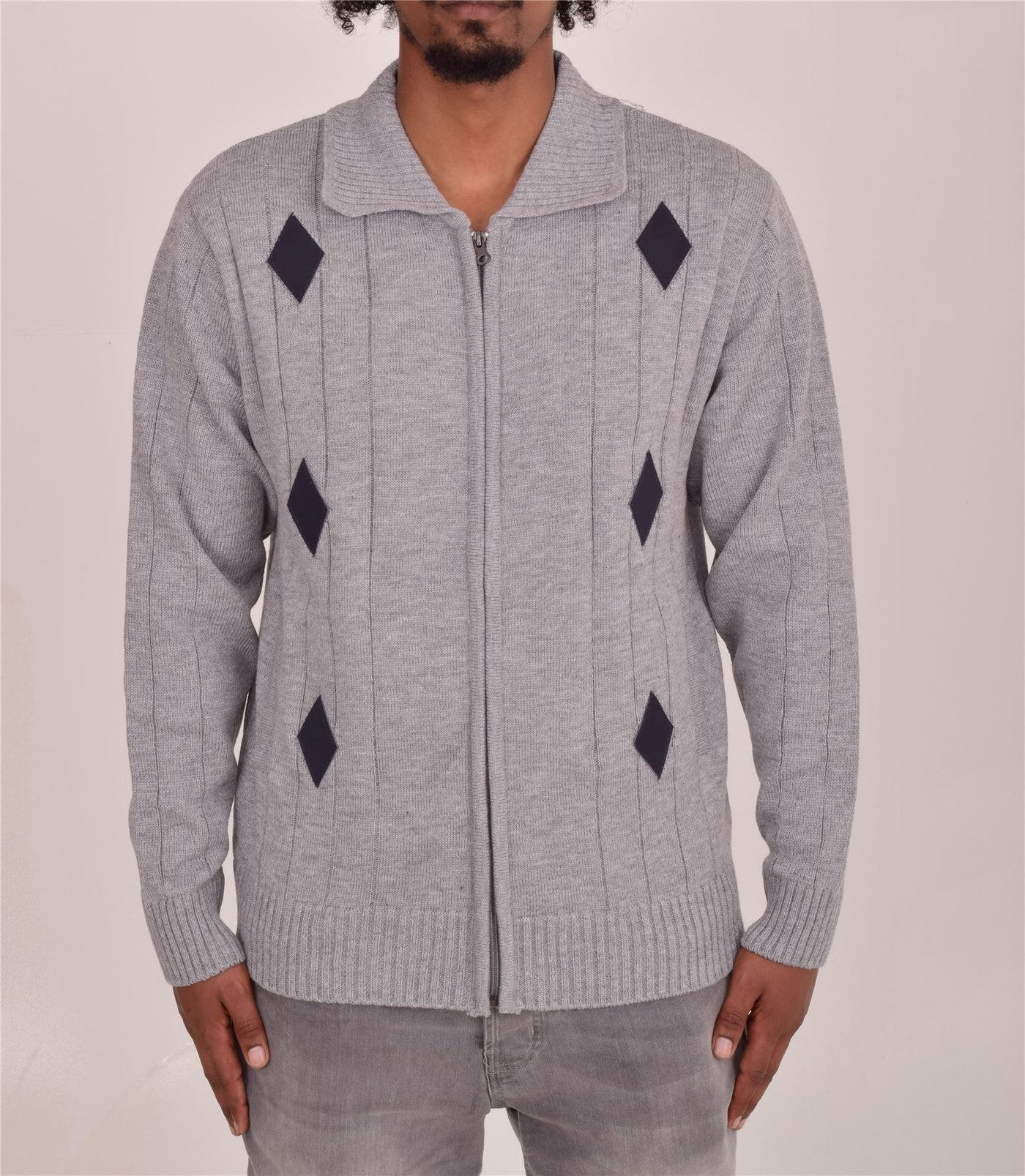 Men's Classic Thick Knitted Cardigan  Full Zip Front Closure Jumper with Pockets and Collared Design  Winter Knitwear
