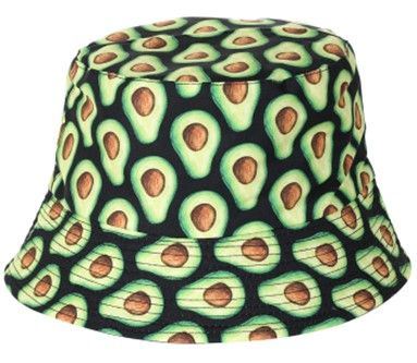 Unisex Avocado Print Bucket Hat Food Summer Holiday Sun Festival Rave Fishing