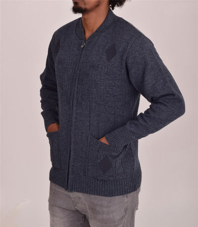 Men's Classic Grandad Jumper  Thick Winter Knitwear with Full Zip Closure, 2 Front Pockets, and Neutral Colours  Quality Zipper Front Design