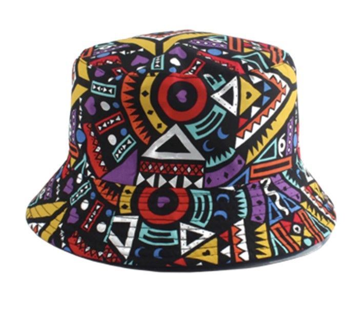 Unisex Aztec Print Bucket Hat Summer Sun Holiday Colourful Festival Funky Rave