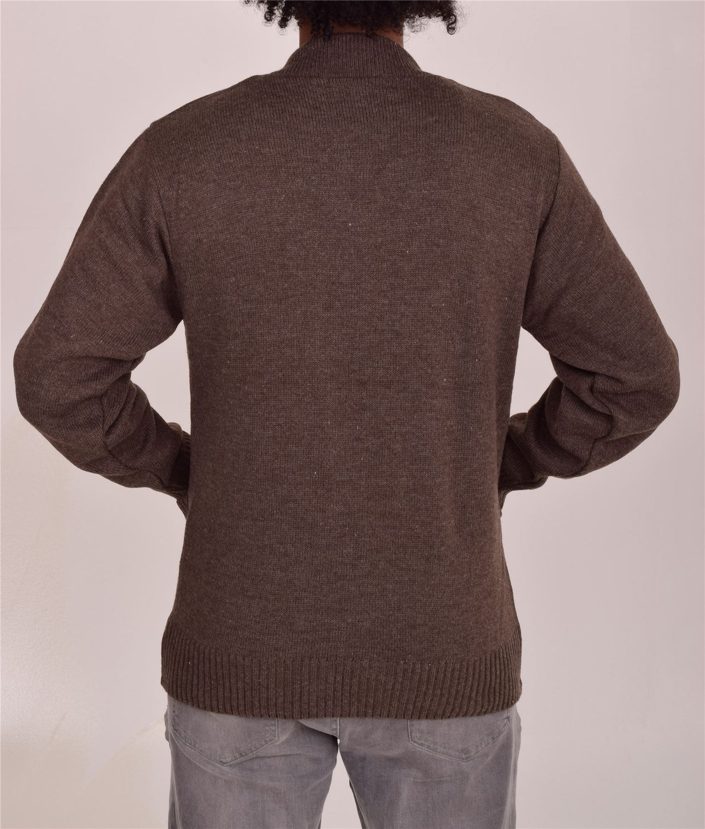 Men's Classic Grandad Jumper  Thick Winter Knitwear with Full Zip Closure, 2 Front Pockets, and Neutral Colours  Quality Zipper Front Design