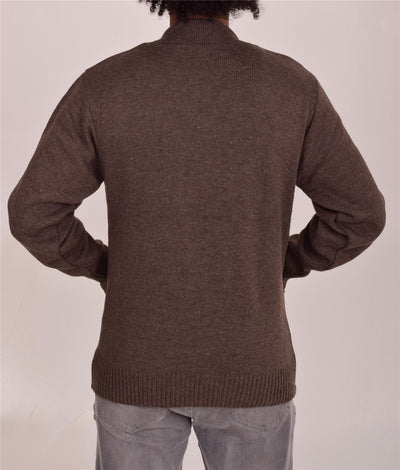 Men's Classic Grandad Jumper  Thick Winter Knitwear with Full Zip Closure, 2 Front Pockets, and Neutral Colours  Quality Zipper Front Design