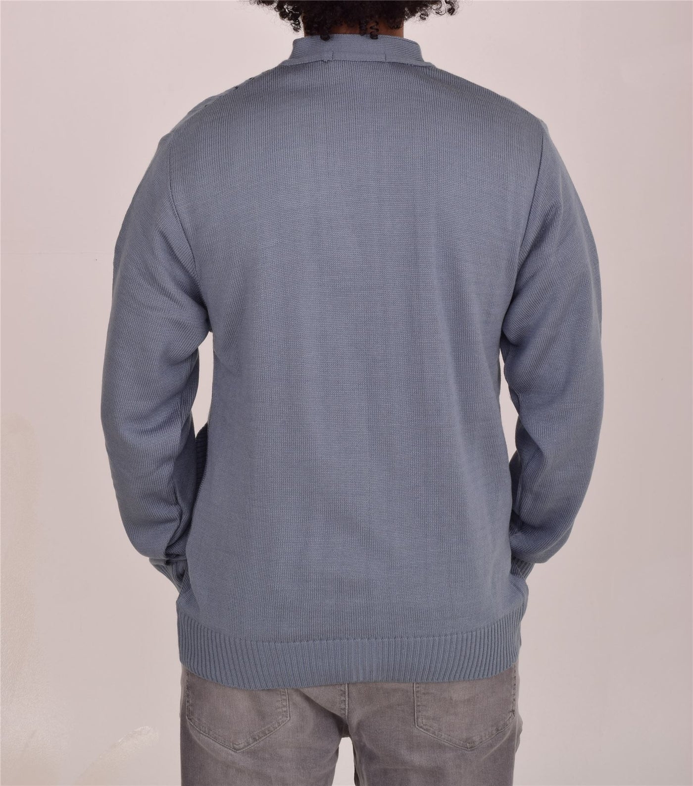 Men's Classic Thick Knitted Cardigan  Button-Up Front Jumper with Two Side Pockets  Winter Knitwear