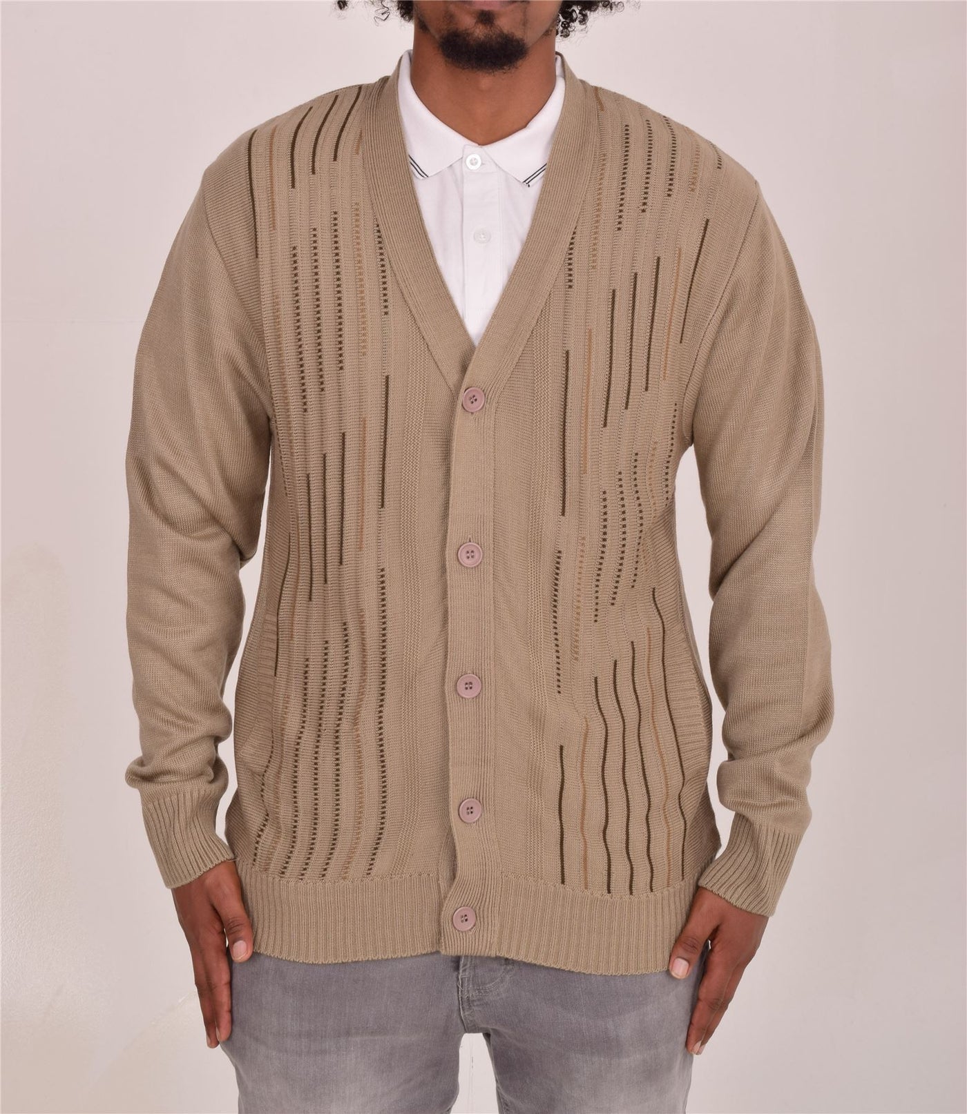 Men's Classic Thick Knitted Cardigan  Button-Up Front Jumper with Two Side Pockets  Winter Knitwear