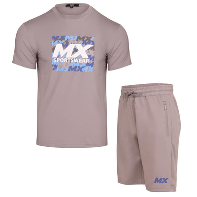 Mens Designer T Shirt + Short Set 2pc Summer Tracksuit Zip Pockets Soft Polyester Sportswear. Easy Dry Fabric