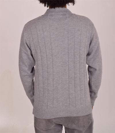 Men's Classic Thick Knitted Cardigan  Full Zip Front Closure Jumper with Pockets and Collared Design  Winter Knitwear