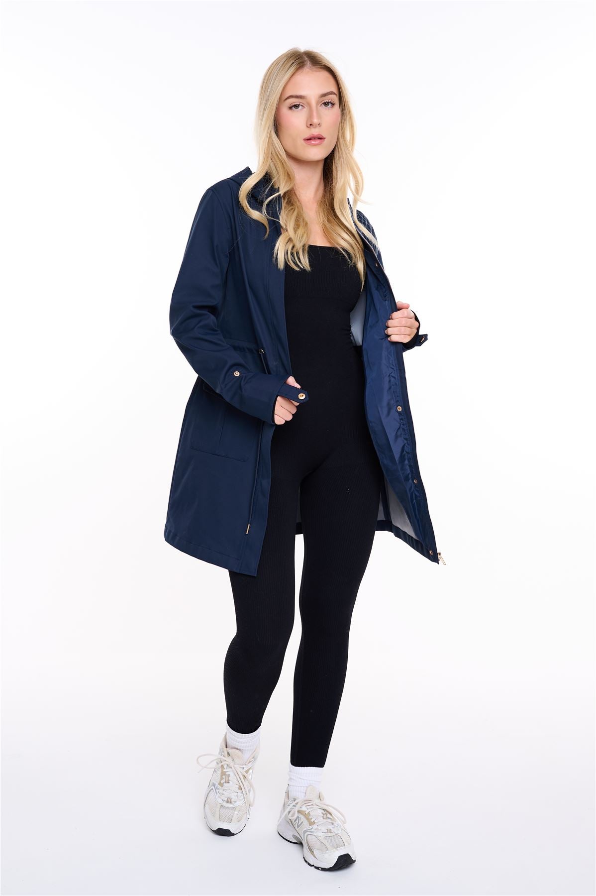 Spindle Womens Hooded Rain Jacket Mac Outdoor Windbreaker Lightweight Spring Summer Autumn Ladies Softshell Coat Adjustable Waist